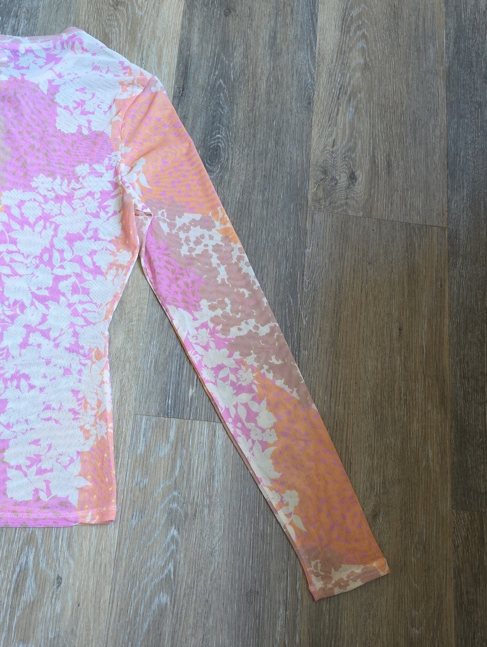 AFRM Sheer Mesh Long Sleeve Top in Pink and Peach - Picture 15 of 16